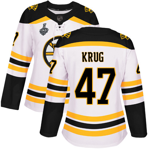 Adidas Bruins #47 Torey Krug White Road Authentic Stanley Cup Final Bound Women's Stitched NHL Jersey